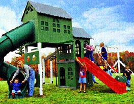 Click picture to see all seventeen models of these heavy duty plastic, modular play systems!