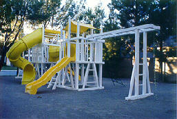 Circle Industries, Steel Reinforced Poly-Tuff (PVC) Structural Vinyl Play Sets. Custom Unit shown